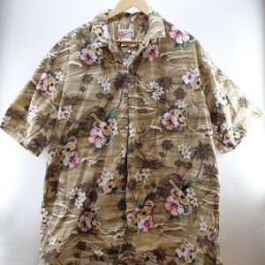 Hilo Hattie The Hawaiian Original Mens L or XL Shirt‎ Brown Floral Half Button